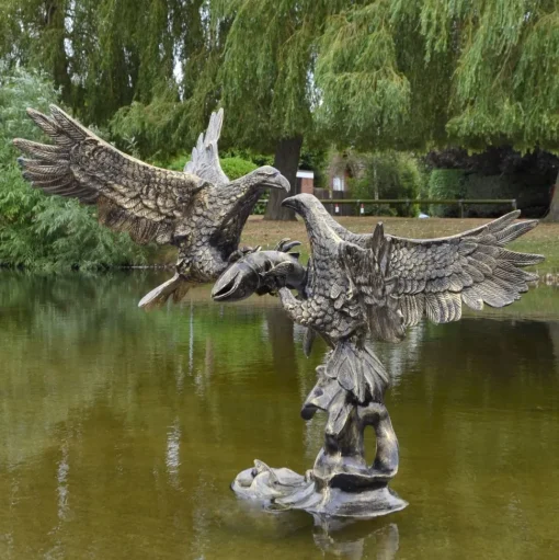 Battle of Eagles Bronze Metal Garden Statue