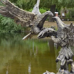 Battle of Eagles Bronze Metal Garden Statue