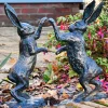 Battling Hares 50cm Bronze Metal Garden Statues
