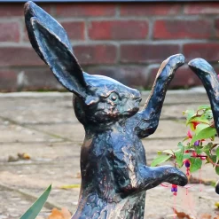 Battling Hares 50cm Bronze Metal Garden Statues