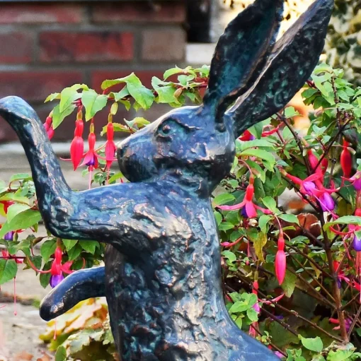 Battling Hares 50cm Bronze Metal Garden Statues