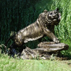 Bengal Tiger Life-Size Bronze Metal Garden Statue