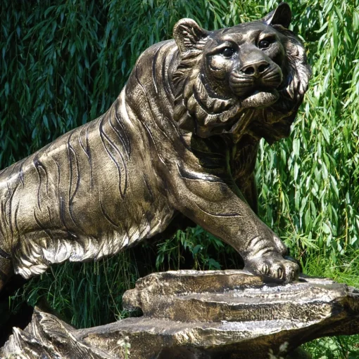 Bengal Tiger Life-Size Bronze Metal Garden Statue