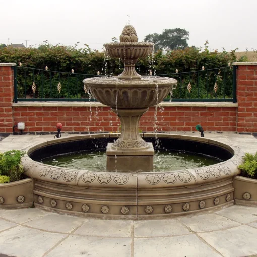 Blenheim Double Tier 2m Stone Water Fountain Feature