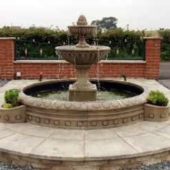 Blenheim Double Tier 2m Stone Water Fountain Feature
