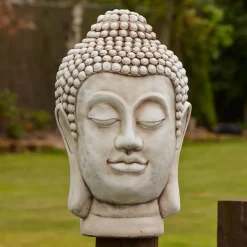 Buddha Head Bust Stone Garden Ornament