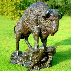 Buffalo Life-Size Bronze Metal Garden Statue