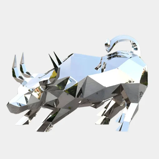 Bull 120cm Geometric Metal Garden Sculpture