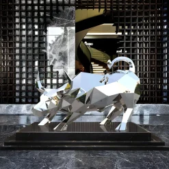 Bull 120cm Geometric Metal Garden Sculpture