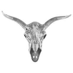 Bull Skull 61cm Silver Metal Wall Sculpture