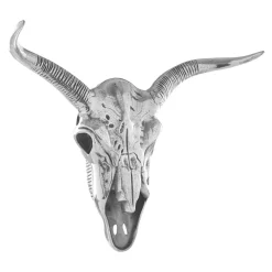 Bull Skull 61cm Silver Metal Wall Sculpture