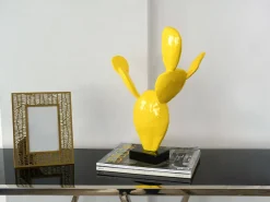 Cactus Bloom 41cm Yellow Resin Indoor Sculpture