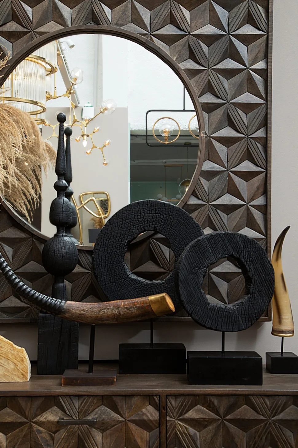 Carbon Halo 53cm Black Wood Indoor Sculpture