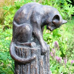 Cat & Mouse Bronze Resin Garden Ornament