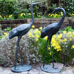 Classic Cranes Bronze Metal Garden Ornaments