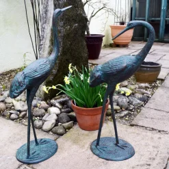 Classic Cranes Bronze Metal Garden Ornaments