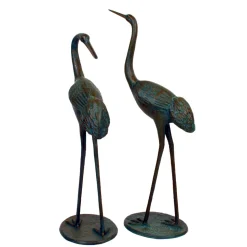 Classic Cranes Bronze Metal Garden Ornaments