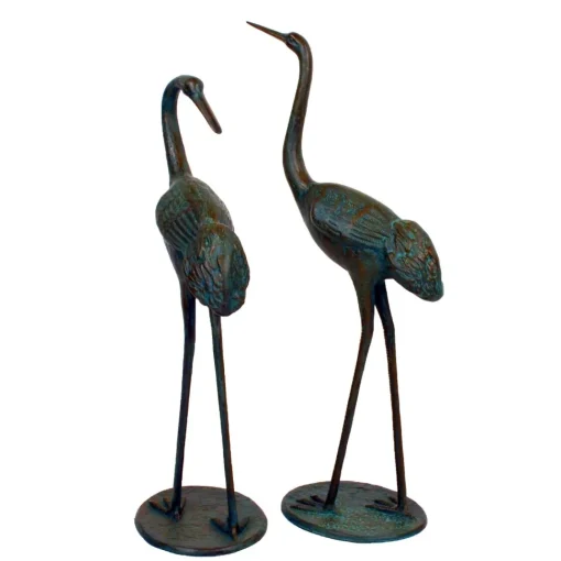 Classic Cranes Bronze Metal Garden Ornaments