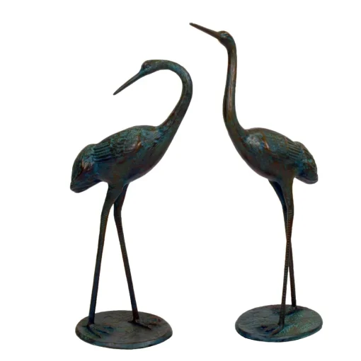 Classic Cranes Bronze Metal Garden Ornaments