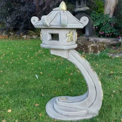Classic Curved Japanese Pagoda Lantern Stone Garden Ornament