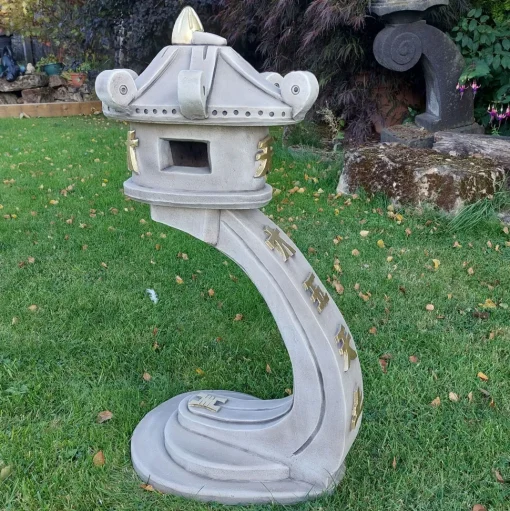 Classic Curved Japanese Pagoda Lantern Stone Garden Ornament