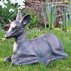 Classic Fawn 30cm Bronze Metal Garden Statue