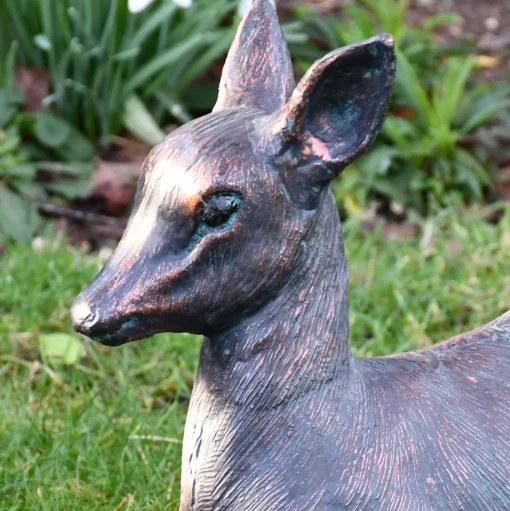Classic Fawn 30cm Bronze Metal Garden Statue