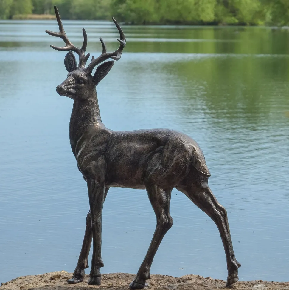 Classic Stag Deer 79cm Bronze Metal Garden Statue