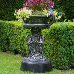 Classic Swan Urn Bronze Metal Garden Planter