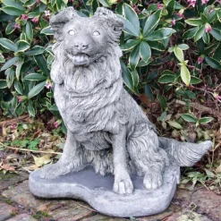 Collie Puppy Dog Stone Garden Ornament