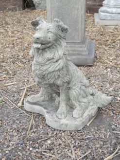 Collie Puppy Dog Stone Garden Ornament