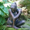 Contemplating Girl Bronze Resin Garden Ornament