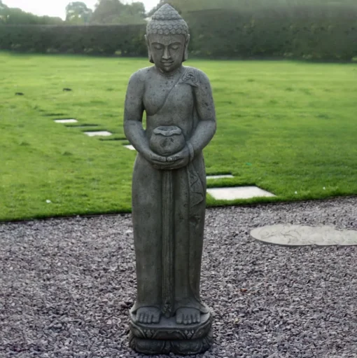 Contemplation Standing Buddha Stone Garden Statue
