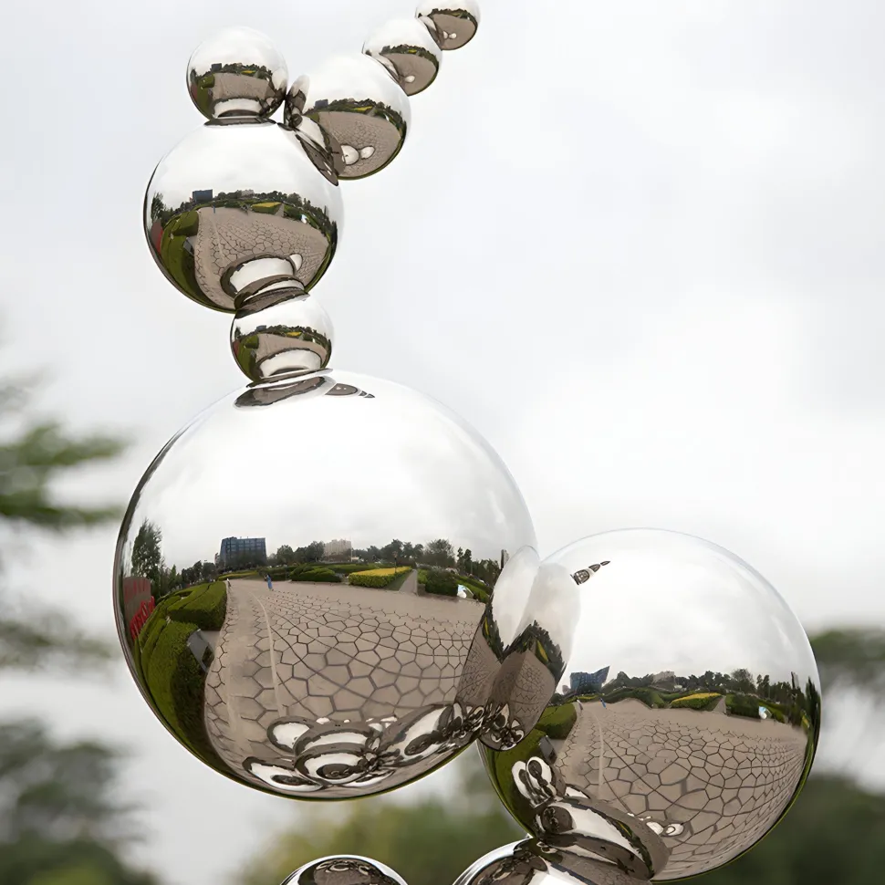 Cosmic Bubbles 226cm Silver Metal Garden Sculpture