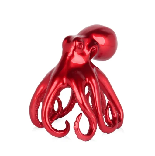 Cosmic Octopus 31cm Red Resin Indoor Sculpture