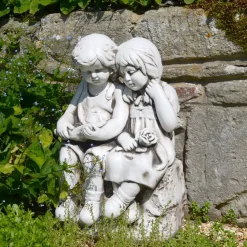 Country Boy & Girl 56cm Stone Resin Garden Statue