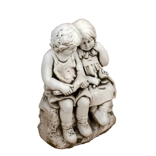 Country Boy & Girl 56cm Stone Resin Garden Statue