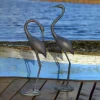 Cranes Metal Bronze Garden Ornaments