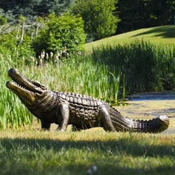 Crocodile Life-Size Bronze Metal Garden Statue