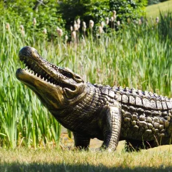 Crocodile Life-Size Bronze Metal Garden Statue
