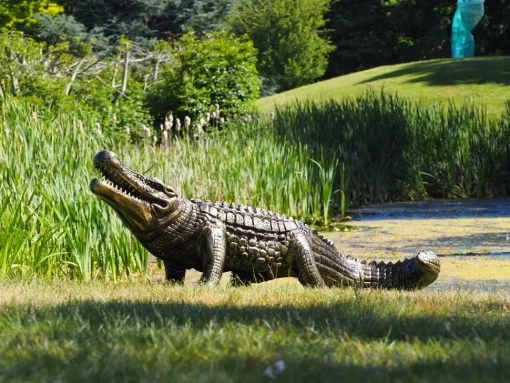 Crocodile Life-Size Bronze Metal Garden Statue