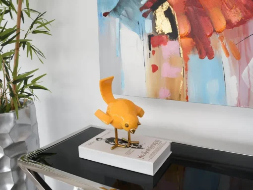 Cubic Bird 22cm Caio Yellow Resin Indoor Sculpture