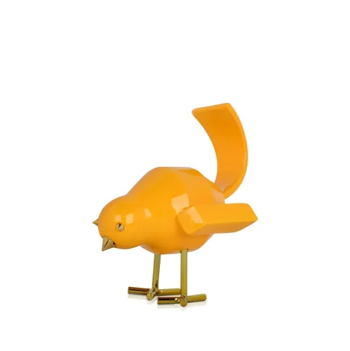 Cubic Bird 14cm Caio Yellow Resin Indoor Sculpture