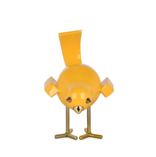 Cubic Bird 22cm Caio Yellow Resin Indoor Sculpture