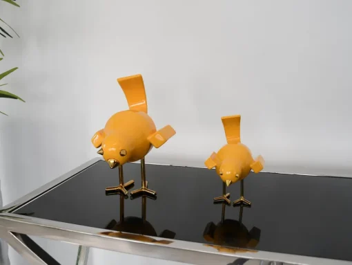 Cubic Bird 22cm Caio Yellow Resin Indoor Sculpture