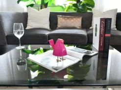 Cubic Bird 14cm Magenta Resin Indoor Sculpture