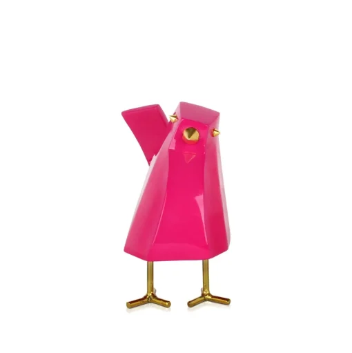 Cubic Bird 14cm Magenta Resin Indoor Sculpture