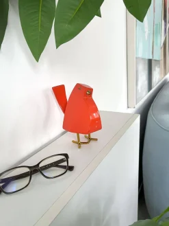 Cubic Bird 14cm Orange Resin Indoor Sculpture