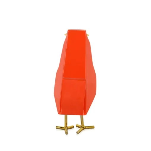 Cubic Bird 18cm Orange Resin Indoor Sculpture