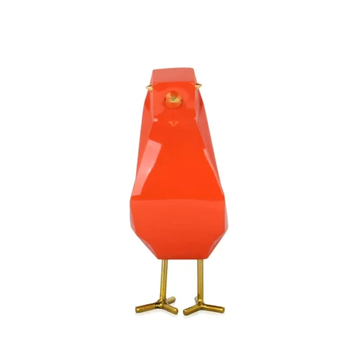 Cubic Bird 18cm Orange Resin Indoor Sculpture